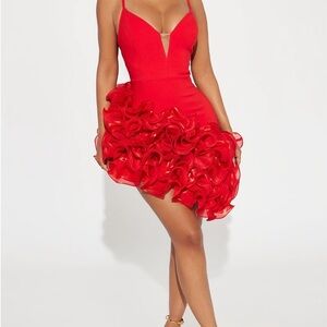 Fashion Nova Vibrant Red Mini Dress